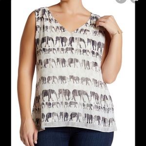 NIC+ZOE Elephant Print Tank Size 2X Top Shirt